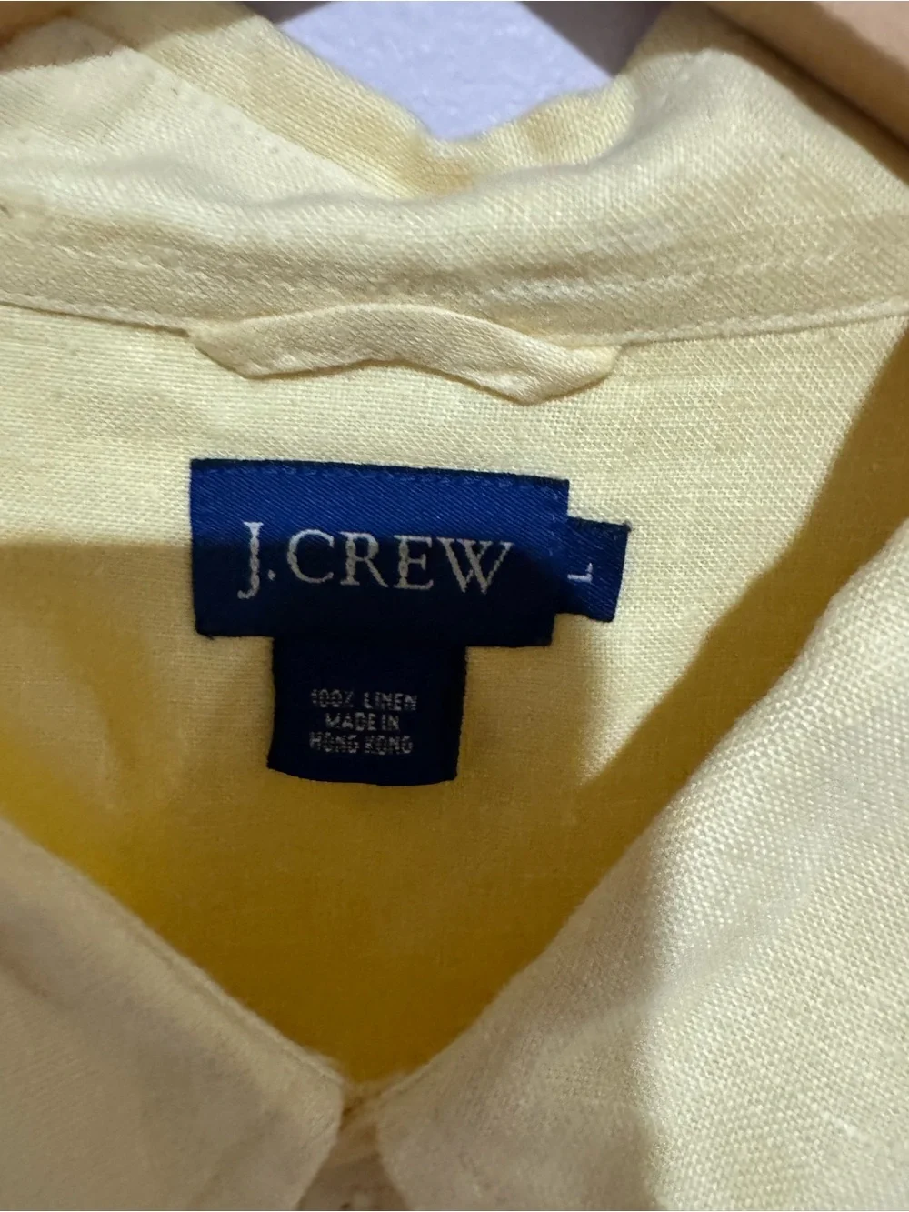 J Crew Linen Yellow Button Up Shirt Sz Large